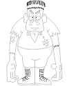 The famous monster, Frankenstein, doesn't look too scary in this colouring page.