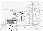 A snowman guards the North Pole coloring page
