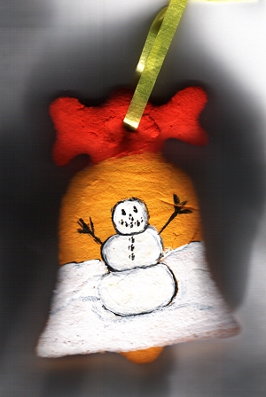Christmas ornament clay craft - snowman bell