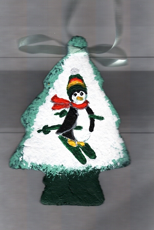 Christmas ornament clay craft - penguin tree